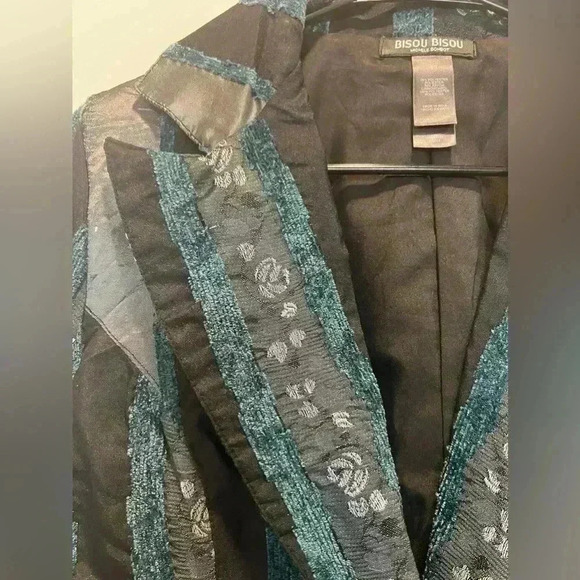 Bisou Bisou Patchwork Button Front Whimsy Goth Office Siren Blazer Size 12 - Picture 6 of 12